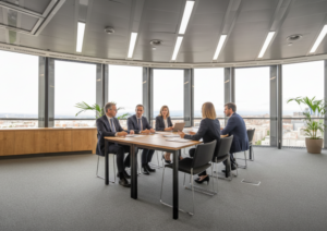sala de reuniones equipada en un centro de negocios